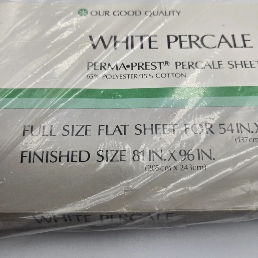 New Vintage Sears Our Good Quality Full Flat Sheet Perma Press White 81x96in‎